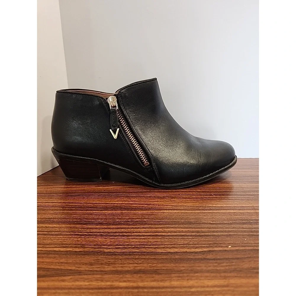 Vionic Jolene Leather Black Ankle Boots US 8 EU 38‎ UK 6